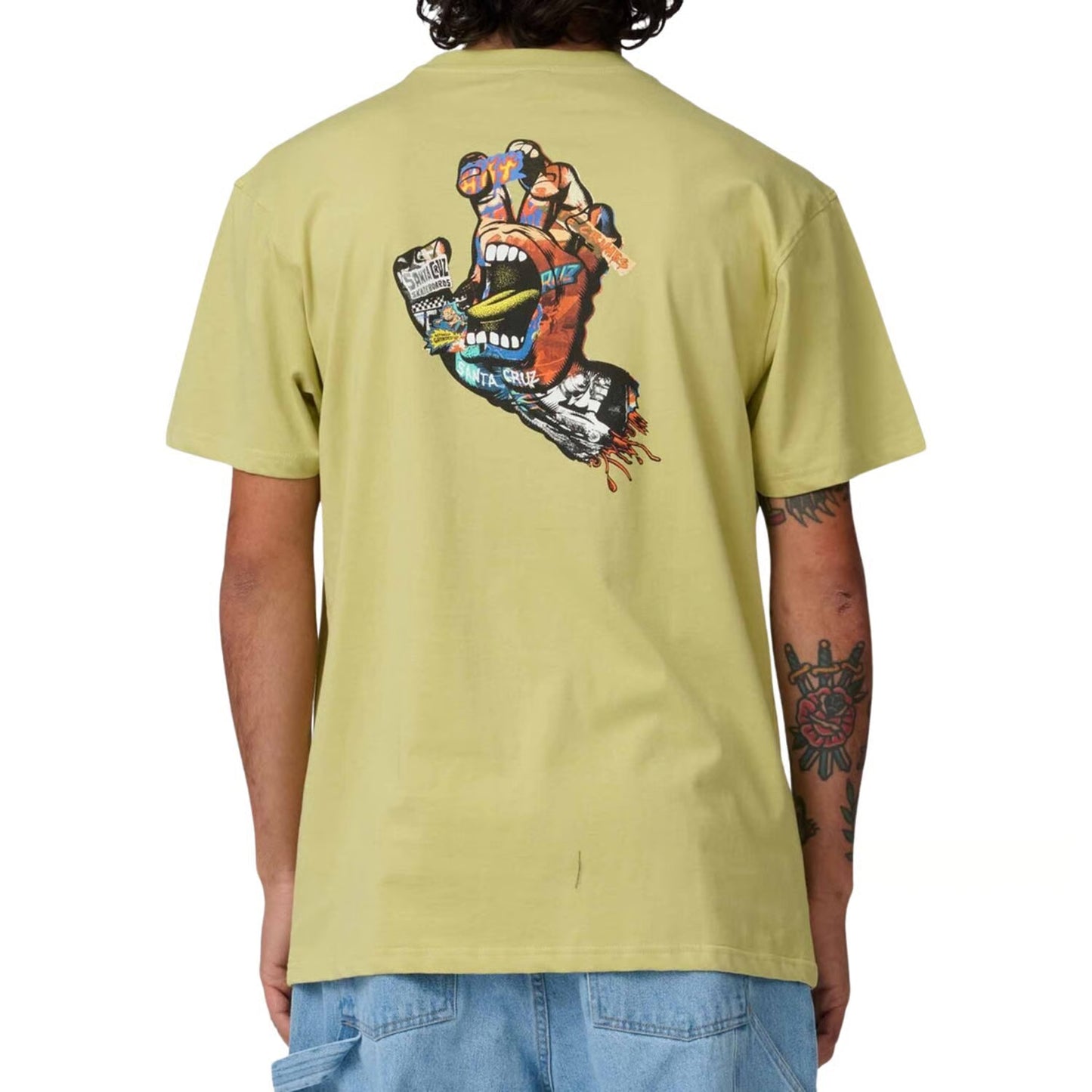 T-shirt Santa Cruz Collage fait main, kaki délavé