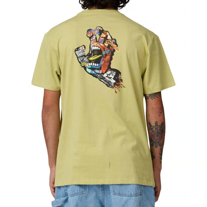 T-shirt Santa Cruz Collage fait main, kaki délavé