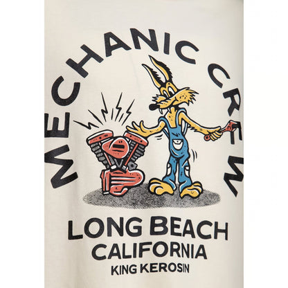 T-shirt blanc cassé King Kerosin Mechanic Crew