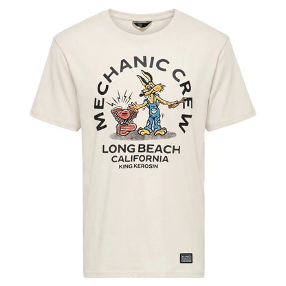 T-shirt blanc cassé King Kerosin Mechanic Crew